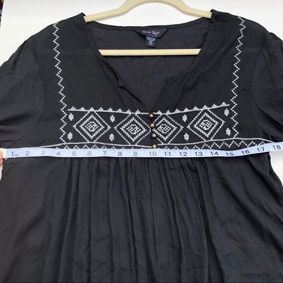 Charlie Paige boho embroidered tunic black top S/M - Picture 11 of 13
